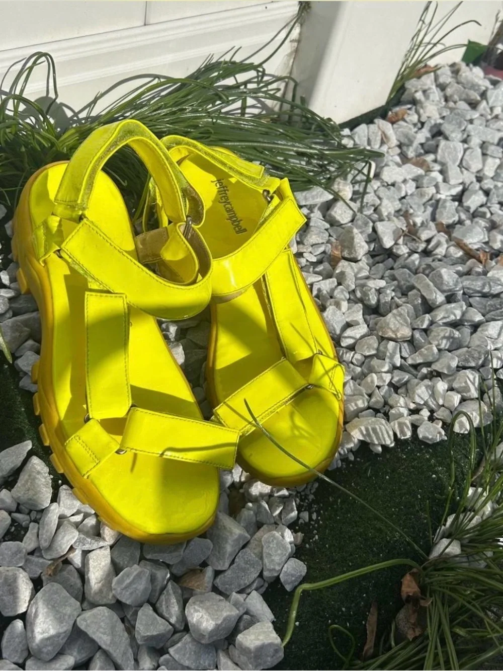 Jeffrey Campbell Neon Yellow “Patio Sport Sandal” with Strap Detail 8